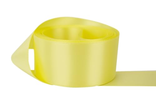 Image of Ribbon Bazaar Double Faced Satin - Premium Gloss Finish - 100% Polyester Ribbon for Gift Wrapping, Crafts, Scrapbooking, Hair Bow, Decorating & More - 1 /8 inch Baby Maize 100yd Spool