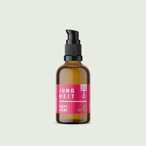 JUNGHEIT Crema de noche rosa con 2 ácidos hialurónicos complejos, alta dosis, orgánica, crema facial certificada, crema antiedad con extractos de hierbas, vegana, cuidado facial – 30 ml