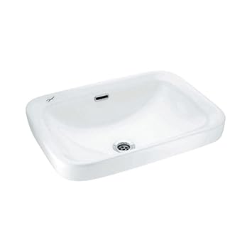 JAQUAR FLORENTINE Series Counter Top WASH BASIN (White) | 570x420x195mm, Rectangle | Ceramic Basin/Sink for Bathroom, Living Room | Table/Counter Top | FLS-WHT-5601