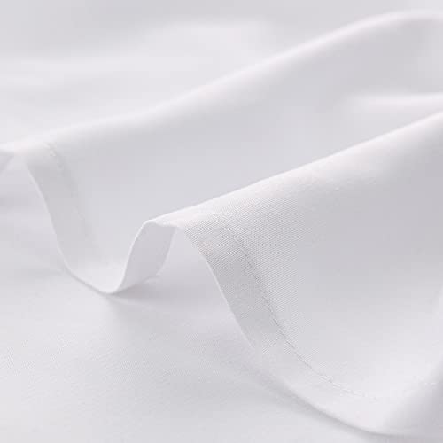Image of 4 Piece Bed Sheet Set (Queen,White) 1 Flat Sheet,1 Fitted Sheet and 2 Pillow Cases,Brushed Microfiber Luxury Bedding with Deep Pockets