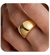 Robaice Gold Chunky Dome Rings for Women, Non Tarnish Trendy 14K Gold Plated Stacking Rings，Irreg...