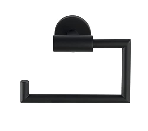 WENKO Toilettenpapierhalter ohne Deckel zur Wandmontage, WC-Rollenhalter aus rostfreiem Edelstahl schwarz matt, Bad-Accessoire Mod. Bosio Black
