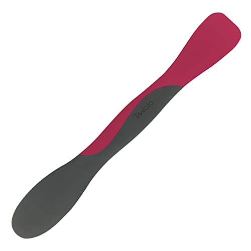Image of Tovolo Scoop and Spread Large Dual End Charcoal Gray and Viva Magenta Silicone Sandwich Spreader Tool with Nylon Handle, BPA Free Dishwasher Safe Silicone and Nylon Tool for Spreading and Scooping