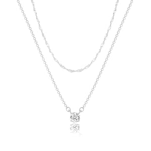 Tewiky Cubic Zirconia Silver Necklaces for Women, Dainty S925 Sterling Silver Choker Necklace Simple CZ Jewelry Necklaces for Women Trendy Gifts