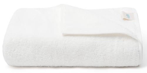 AIFY バスタオル 1枚 大判 速乾 ふわふわ 柔らか 綿 毛落ちしにくい 耐久性 厚手 軽量 抗菌 防臭 瞬間吸水 ホテル仕様 無地 髪に優しい 肌触りが良い 赤ちゃん エステ サロン ギフト 60×120cm ホワイト