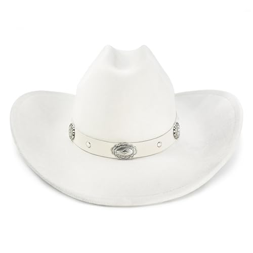 Image of FLUFFY SENSE. Cowboy Hat for Women and Men with Shapeable Wide Brim - Felt Cattleman Western Hats for Cowboys and Cowgirls