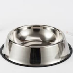 FUREVER FRIENDS Anti-Skid Stainless Steel Pet Bowls (900ml,Silver), Round Stainless Steel Pet Bowls, Dog Food and Water Bowls, Dishwasher Safe Pet Bowls, Pet Feeding Bowls, Scratch Proof Pet Bowls