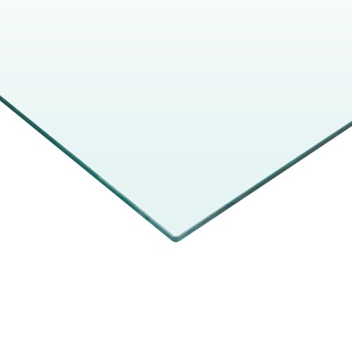Image of Tempered Glass Square Table Top 47.2 * 23.6 Inch Diameter, 3 /8 Inch Thick, Heavy-Duty Safety Glass Circle for Dining Table, Desk, Patio Base Replacement-Clear