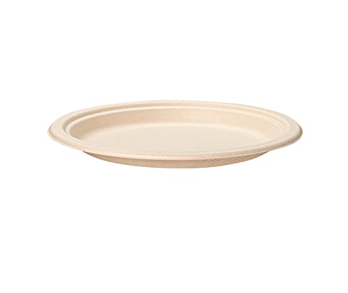 Image of GUSTO 9-Inch Heavy-Duty Kraft Paper Plates - [Case of 500], 100% Compostable & Biodegradable Disposable Sugarcane Plates, Brown Unbleached (Formerly Comfy Package)