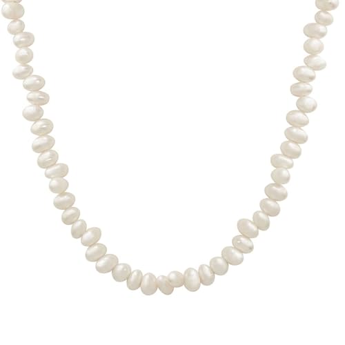 Collier ras de cou acier inoxydable doré et perles d'eau douce irrégulières pour femme