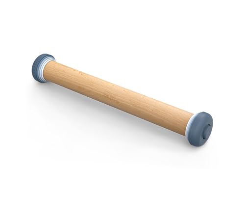 Joseph Joseph PrecisionPin - Rouleau à pâtisserie avec 4 Anneaux d'épaisseur Ajustables, Anti-Adhérent, pour pizza, biscuits, pâte, en Bois de hêtre,...