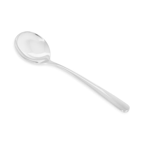 Image of Culinex 18 /8 Premium Stainless Steel 7 inch Small Soup Spoon Set of 6 | Dining Spoons for Soup, Curry & Dal | Silver Rustproof Tableware, Flatware Cutlery By thinKitchen