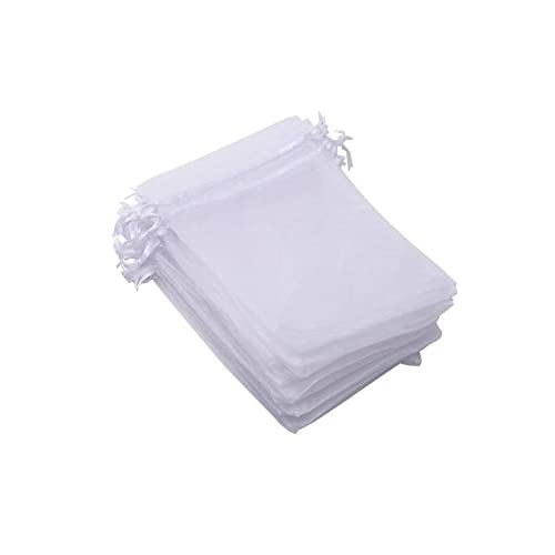 OLILLY - 100 Organzabeutel – 7 x 9 cm – Farbe Weiß – ideal für Hochzeit, Taufe, Geschenke, Lavendel, Schmuck (weiß)