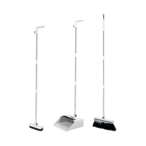 jileijar Besen- und Kehrschaufel-Set, Hausbesen zum Kehren, leichter Stahl, aufrechter Ständer, Kehrschaufel mit Stangen, Besen-Kombination