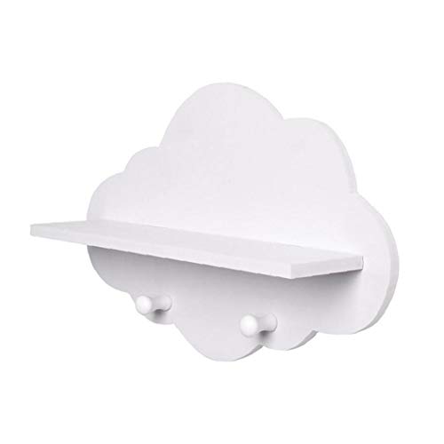 Hanger Rack, Cloud Shelves Cloud Shape Wood Floating Shelf White Floating Shelves Wall Mount Display Board Coat Hanger Storage Rack Nursery Accessories