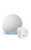 Echo Dot (Ultimo modello) con Alexa+, Bianco Ghiaccio + WiZ Smart Plug (Tipo F), Bundle Smart Home con Controllo Vocale