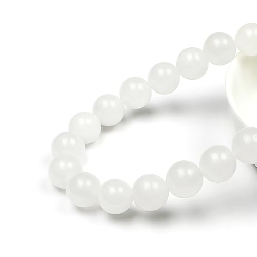Miniatura 2 de Mjdcb 6mm 60 Piezas Cuentas De Piedra Jade Blanco Redondas Sueltas Piedras Semipreciosas Naturales Para Hacer Joyas Pulseras Collares