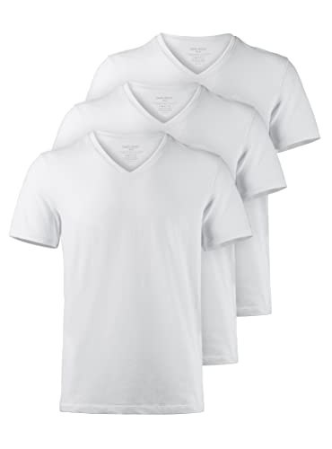David Archy Men's 3 Pack Micro Modal Underwear Soft Comfy V-Neck Undershirts (L, White) #TOP1