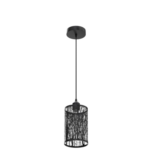 Shining Gold Industrial Black Pendant Light Fixture Vintage Mini Black Pendant Lighting With Gold Finish Farmhouse Rustic Hollow-Carved Cylinder Pendant Light For Kitchen Island thumb #3