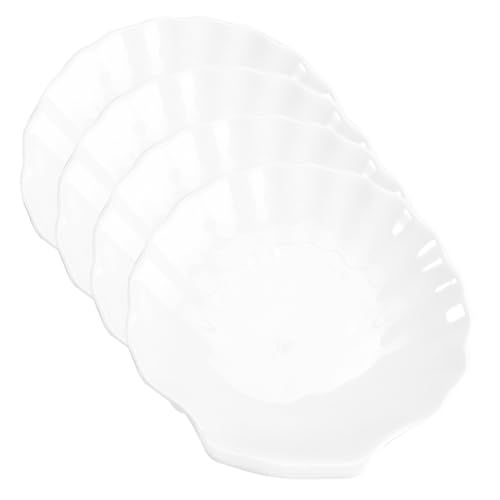MUELODSIC Platos para Servir Forma de Concha 10 Cm, Porcelana Fina Blanca, Fácil de Limpiar, para Aperitivos y Snacks, Uso Doméstico y Restaurantes, Set de 4 Unidades