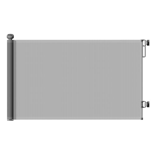 Plurimo Retractable Stair Gate for Baby & Dog Gate | Extends up to 140cm Wide & 86.5cm Tall | Extra Wide Mesh | One Handed Operation with Safety Lock | Pet & Dog gates Indoor/Doorways/Outdoor | Grey