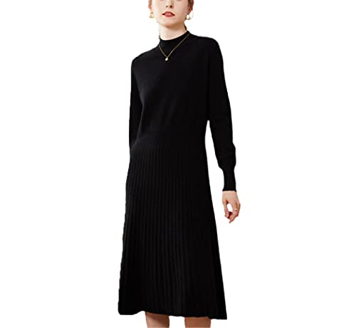 Robe pull en cachemire noir pour vos soirées d'hiver cocooning et chic