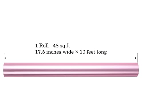 ZINTBIAL Metallic Pink Wrapping Paper Roll with Cut Lines - Solid Pink Holiday Gift Wrap for Halloween, Christmas, Birthdays, Baby Shower, Wedding - 17.5 in x 33 ft (48 sq. ft), Easy to Cut - Thumbnail 7