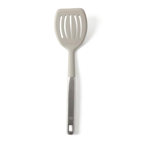 Image of Calphalon Prime Slotted Turner, Kitchen Flipping Spatula, Slotted Spatula with Silicone Head and Stainless Steel Handle, Heat Resistant Nonstick Cookware for Flipping and Draining (Taupe)