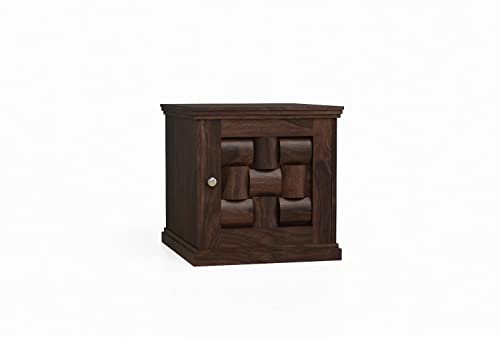 Image of WOODLAB Solid Sheesham Wood Bedside End Table with 2 Drawer Storage for Bedroom Wooden Nightstand Table Home Office (Niwar Walnut Finish)