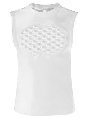 Yeahdor Kids Boys Goalkeeper Soccer Jersey Padded Baseball Chest Protector Shirt Protective Tank Tops Vest White 10-12 Years