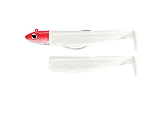 FIIISH Black Minnow 140 - Combo Off Shore - 40 g - Blanco + Blanco cuerpo - Rojo Jighead Cover