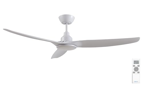 Fanelite - Brasseur d'air 132 cm blanc FANDC52LN - Moteur DC 18W - Lumière LED 20W dimmable 3 couleurs - Télécommande - 3 pales - Très silencieux