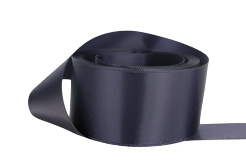 Image of Ribbon Bazaar Double Faced Satin - Premium Gloss Finish - 100% Polyester Ribbon for Gift Wrapping, Crafts, Scrapbooking, Hair Bow, Decorating & More - 1-1 /2 inch Midnight Blue 50yd Spool