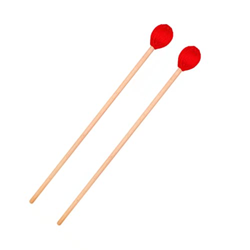 YUNNLEZT Medium Hard Red Yarn Marimba Mallets with Maple Handles for Percussion Marimba Playing