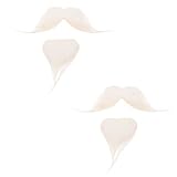 Garneck 2 Stück Weißer Künstlicher Zwergbart und Schnurrbart Realistische Halloween und Weihnachtsmann Gesichtsbehaarung für Alte Männer Kostümrequisite für Partys und Karneval