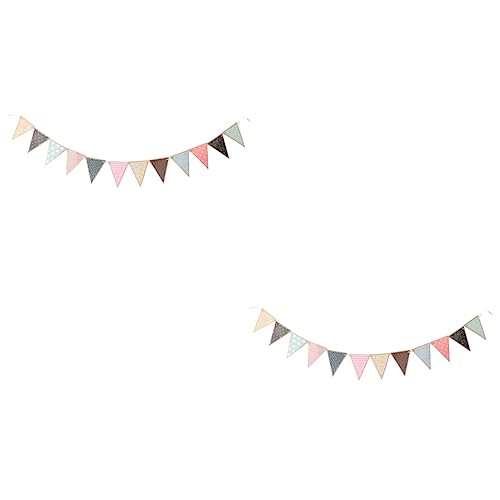 HOMOCONO 2 Pcs Triangle Bunting Gold Party Decorations Hanging Pennant Banner Paper Bunting Room Decor Random Color