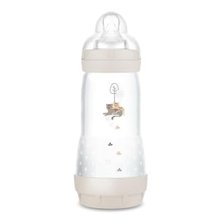 MAM Biberon Easy Start 320 ml, Biberon anticolica per allattamento misto, Riduce le bolle d'aria e il rischio di coliche, Accessori neonati 4+ mesi autosterilizzanti e con tettarella misura 3, Beige