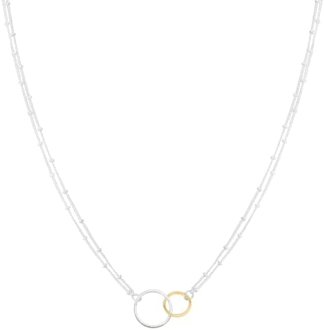 Silpada 'Pagosa' Circle Linking Station Necklace in Sterling Silver and Gold Plating, 16" + 2"