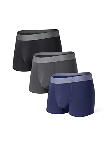 Separatec Lot de 3 caleçons 2.0 sans couture en rayonne de bambou double poche, Noir + gris foncé + bleu marine, M Cover