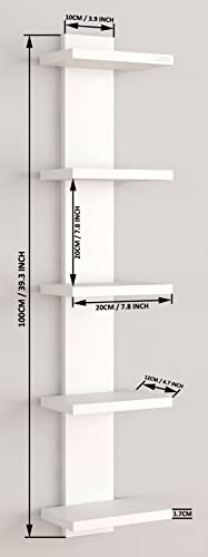 Image of Captiver Engineered Wooden Wall Mount Open Books Rack Shelf Donald Tier 5 (Matte Finish,White) II Space Saver for Home Living Room Office Tree Shape