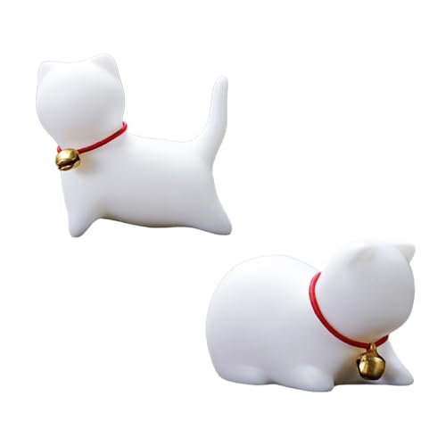JASDESIGN 猫 置物 オブジェ 猫の置物 インテリア小物 2体セット 可愛い ねこグッズ 招き猫 動物 雑貨 プレゼント セラミック 磁器 ミニ 小さい 癒し JM-383