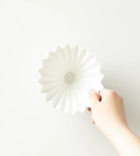 Image of Origami Ceramic Small Coffee Dripper from Japan, for 1-2 Cups, Pour Over Coffee Maker for Manual Brewing, Cone Shaped Dripper, Durable & Heat-Retaining, Home, Cafe, Barista Accessory (White, Small)