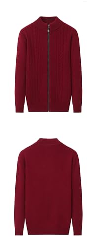Vsadsau Men Wool Zipper Cardigan Sweater Casual Knitted Sweater Stand Collar Long Sleeve Warm Jumpers3