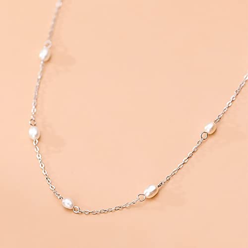 Collier de clavicule de perle véritable en argent sterling 925 de luxe - 4