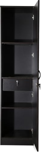 Image of Single Door Wardrobe with Lock, 180 cm Height, Black