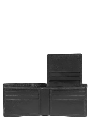 Jafferjee & Co. Genuine Leather Wallet for Men, Classic & Versatile Bifold Real Leather Wallet with an ID Window and 9 Card Slots - Belmont Black