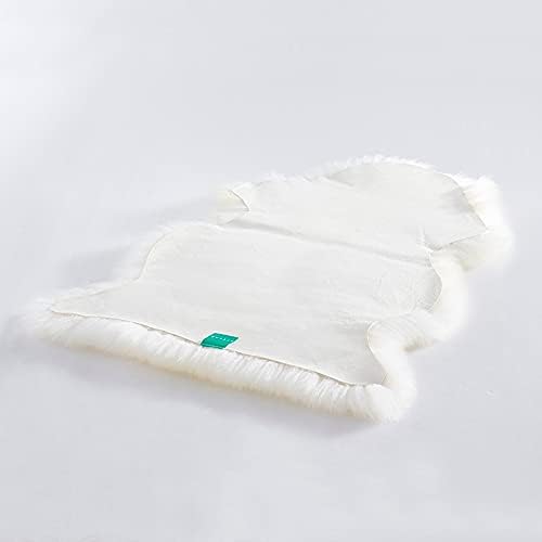 HUAHOO-Sheepskin-Rug-2'x3'-Fluffy-White