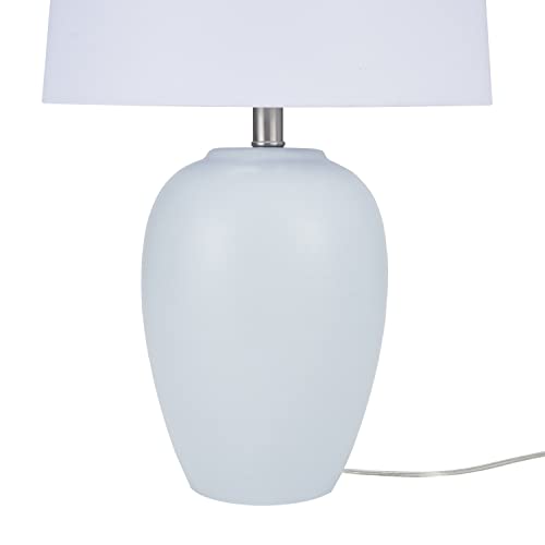 Image of Nourison Home 23 inch Coastal Blue Ceramic Pot Table Lamp for Bedroom, Living Room, Dining Entryway, with White Shade