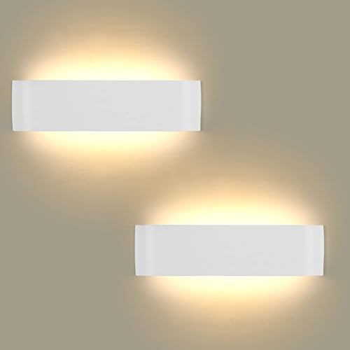 Lightess 2 Pezzi Lampada da Parete LED Interni 16W Applique da Parete Interno Rettangolare Bianca Moderno Lampada a Muro Luce Illuminazione per Camera da Letto, Scale Corridoio para la Sala de estar