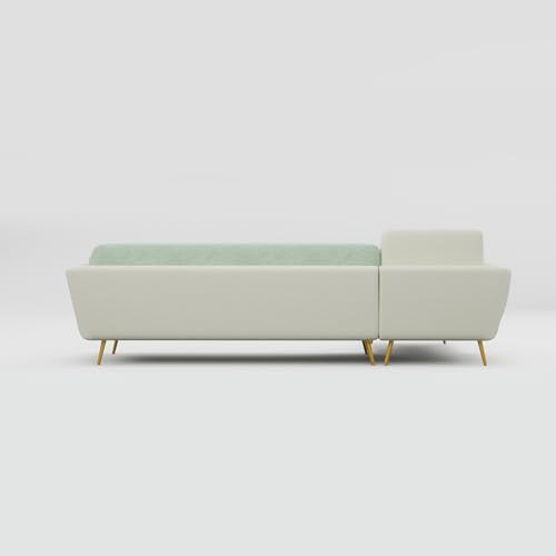 Image of Nuvola Air Premium Latex Fabric Sofa | 3, 4 & 5 Seater Options | 2 & 3-Toned Variants | Ultra-Soft Deep Seating Comfort | Modern Living Room Sofa | 3-Year Warranty (Mint Green and White, LHS, 5)